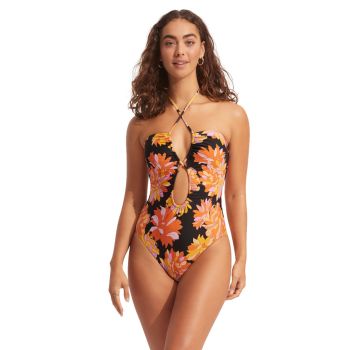 Seafolly Palm Springs Bandeau Swimsuit in Black 
