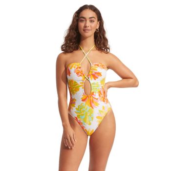 Seafolly Palm Springs Bandeau Swimsuit in Lime