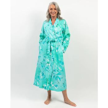 Cyberjammies Nora Rose Leona Lace Trim Floral Print Long Dressing Gown