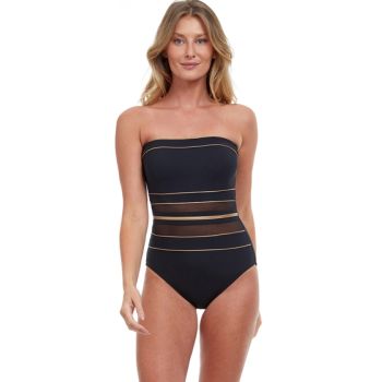 Gottex Onyx Black and Gold Bandeau One Piece Swimsuit