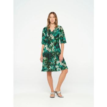 Oneseason Seagrass Bay Cotton Middy Indi Dress in Emerald