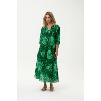 Oneseason Emerald Coast Long Cotton Poppy Dress in Green