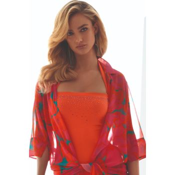 Roidal Diamond Cristal Bandeau Swimsuit in Orange