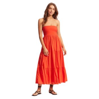Seafolly Ponte Strapless Maxi Dress in Red