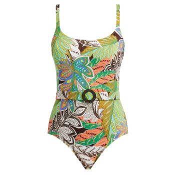 Nuria Ferrer Botanic Scoop Neck Belted Swimsuit