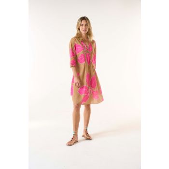 Oneseason Cadaques Middy Cotton Poppy Dress in PInk