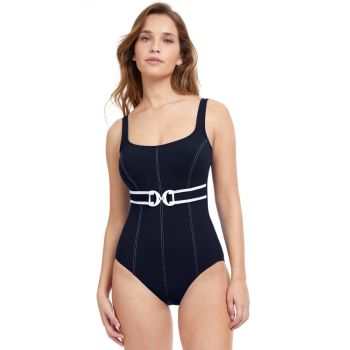 Profile by Gottex California Girl Belted V-Neck One Piece Swimsuit in Black