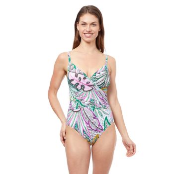 Profile by Gottex Tropic Boom V Neck Control Swimsuit in Green