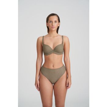 Marie Jo Swim Tinjis Padded Plunge Bikini Top in Golden Olive 32C & 34B + Medium Briefs 