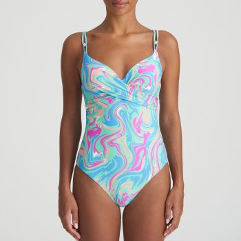 Marie Jo Swim Arubani Padded Plunge Swimsuit in Ocean Swirl A To E Cup