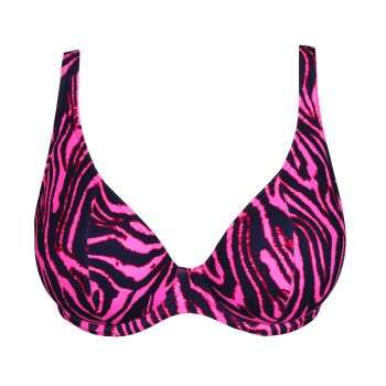Primadonna Swim Malabo Padded Plunge Bikini Top in Hot Pink Zebra C To G Cup