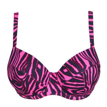 Primadonna Swim Malabo Padded Balcony Bikini Top in Hot Pink Zebra C To F Cup