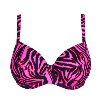 Primadonna Swim Malabo Full Cup Bikini Top in Hot Pink Zebra C To H Cup