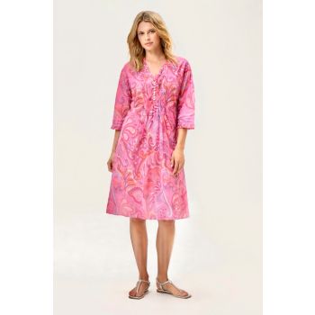 Oneseason Merida Cotton Middy Poppy Dress in Pink Swirl