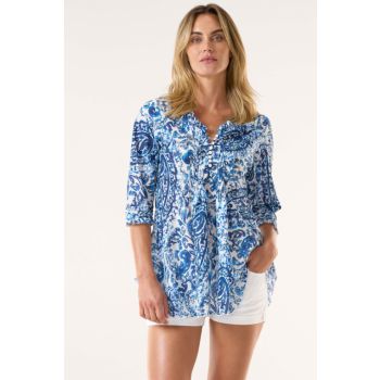 Oneseason Hydra Cotton Poppy Top in Navy