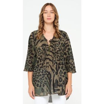 Oneseason La Paz Cotton Poppy Top in Khaki