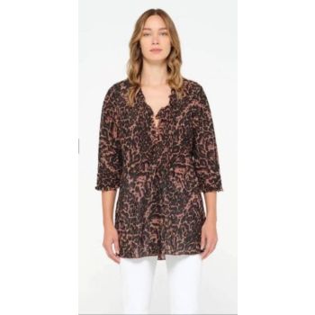 Oneseason Bodrum Cotton Poppy Top in Terracotta