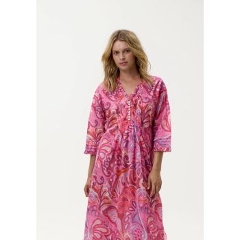 Oneseason Merida Cotton Middy Poppy Dress in Pink Swirl
