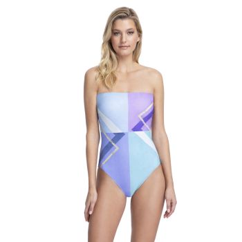 Gottex Modern Art Bandeau Swimsuit in Multi Blue
