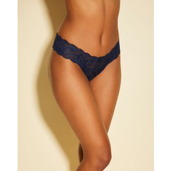 Cosabella Never Say Never Nocturnal Low Rise Thong in Metallic Blue 