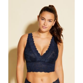 Cosabella Never Say Never Nocturnal  Curvy Plungie Longline Bralette in Metallic Blue