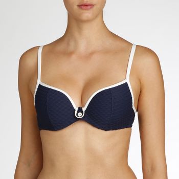 Marie Jo Swim Brigitte Wired Moulded Heart Shape Bikini Top in Blue Noir
