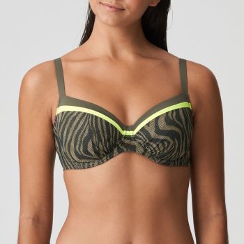 PrimaDonna Swim Atuona Full Cup Ruffed Bikini Top in Fluo Jungle size D-H