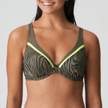 PrimaDonna Swim Atuona Triangle Padded Bikini Top in Fluo Jungle size C-G