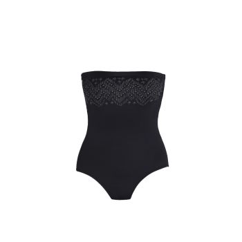 Tessy Glitter Karai Bandeau Suit in Black