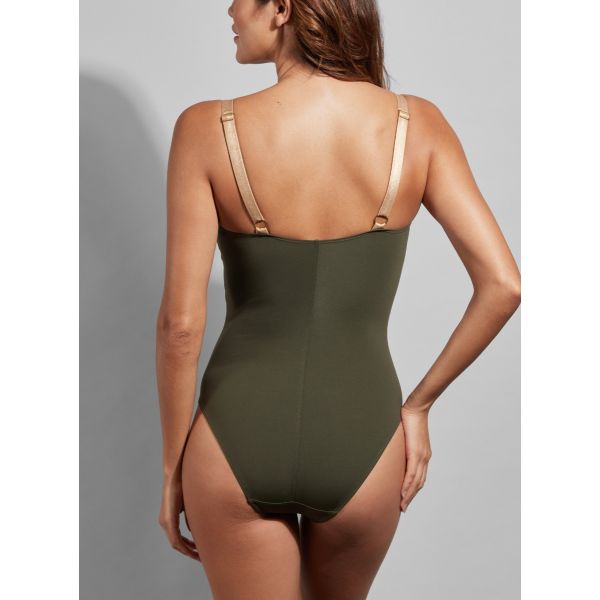 Empreinte Swim Cosmic V Neck Swimsuit in Lichen