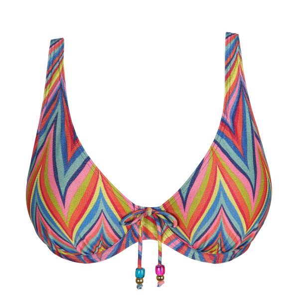 PrimaDonna Swim Kea Half Padded Plunge Bikini Top in Rainbow Paradise C To G  Cup