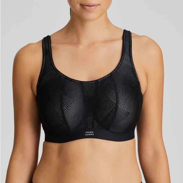PrimaDonna Sport The Game Non Moulded Sports Bra In Black C-H Cup