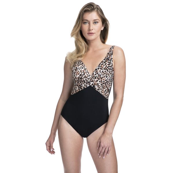 Deep V-neck Wild Leopard Print Bodysuit 