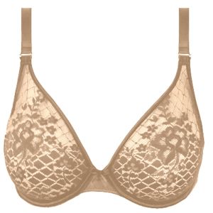 Empreinte Melody Seamless Non Moulded Plunge Triangle Bra In Caramel C-F Cup