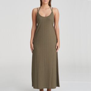 Marie Jo Swim Tinjis Swimwear Dress Long in Golden Olive - Large ONLY