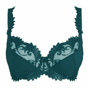 Empreinte Thalia Jacquard Underwired Low Neck Non Moulded Bra in Cypress 