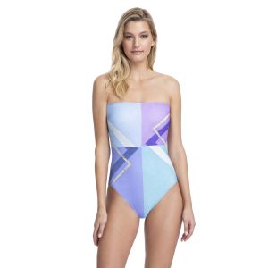 Gottex Modern Art Bandeau Swimsuit in Multi Blue